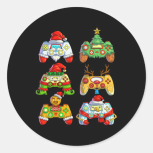 Video Game Controller Santa Hat Christmas Gamer 2 Classic Round Sticker
