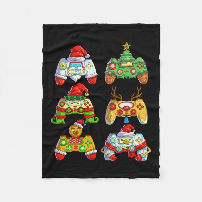 Video Game Controller Santa Hat Christmas Gamer 2  Fleece Blanket (Front)