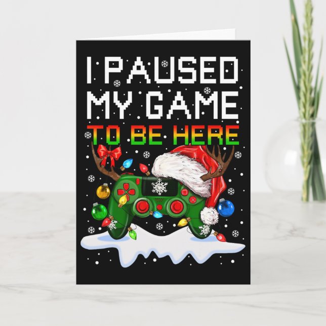 Video-game Controller Santa Hat Christmas Gaming X Card (Front)