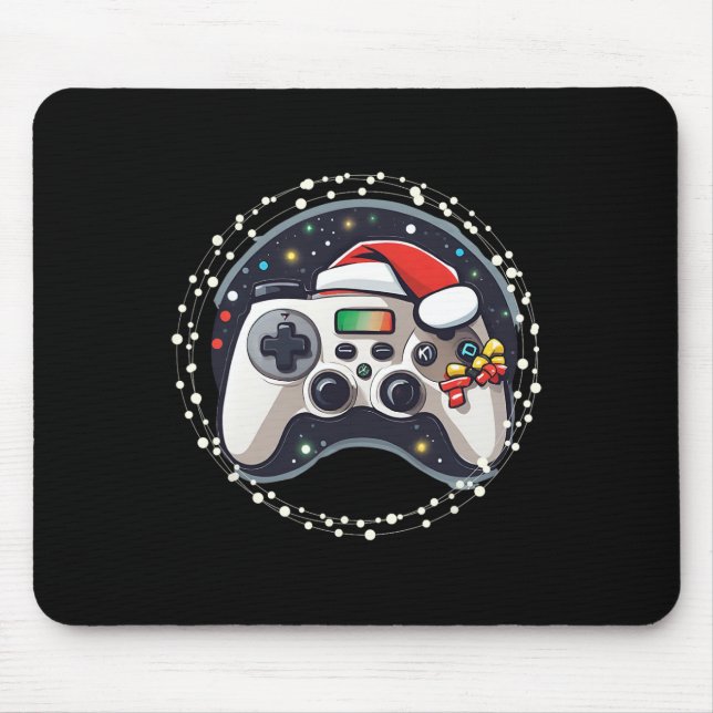 Video Game Controller Santa Hat Christmas Gaming X Mouse Pad (Front)