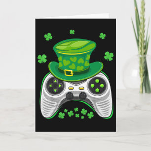 Video Game Controller Shamrock Gamer St Patricks D Card