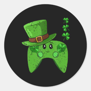 Video-Game Controller Shamrock St Patricks Day Gam Classic Round Sticker