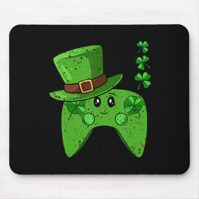 Video-Game Controller Shamrock St Patricks Day Gam Mouse Pad (Front)