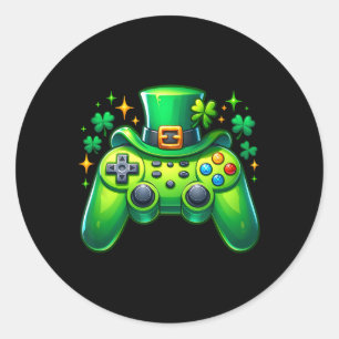 Video Game Controller St Patricks Day Gamer Irish  Classic Round Sticker
