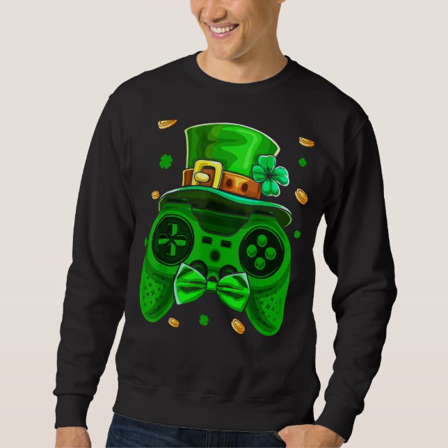 Video Game Controller St Patricks Day Gamer Men Bo Sweatshirt (Front)