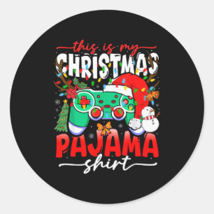 Video Game Controller This Is My Christmas Pajama  Classic Round Sticker