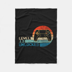 Video Game Controller Unlocked Level 13 Birthday B Fleece Blanket