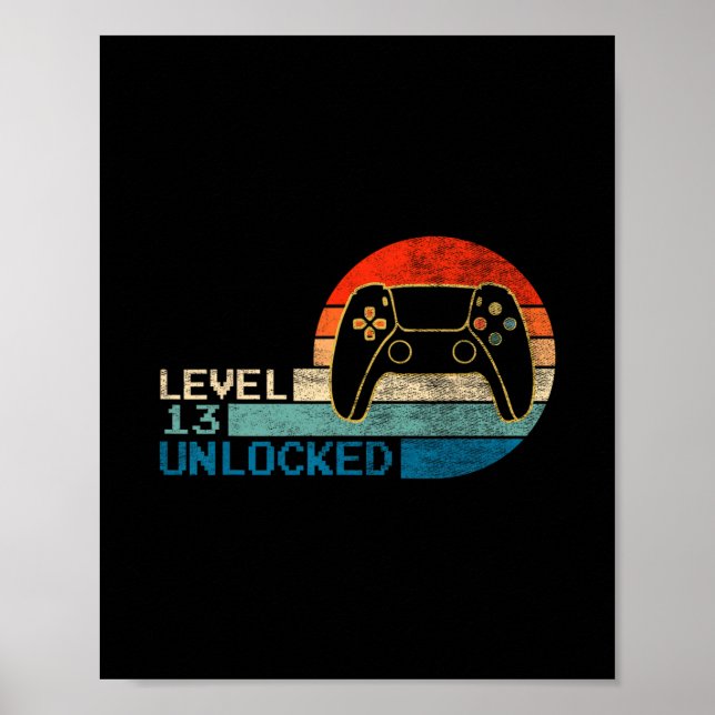 Video Game Controller Unlocked Level 13 Birthday B Poster (Front)