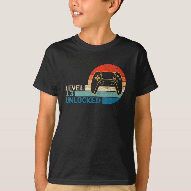 Video Game Controller Unlocked Level 13 Birthday T-Shirt (Front)