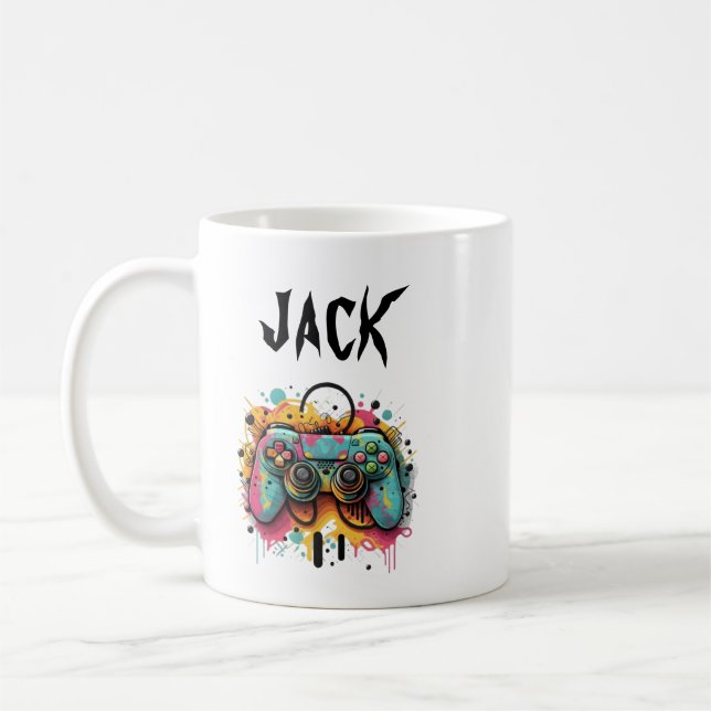 Video Game Controller Watercolor | Cool Gaming Coffee Mug (Left)