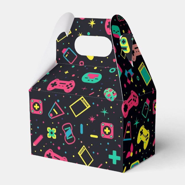 Video Game Controllers and Toys Pattern  Favour Box (Back Side)