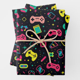 Video Game Controllers and Toys Pattern  Wrapping Paper Sheet