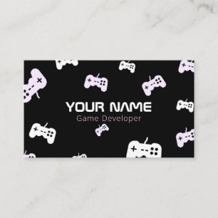 Video Game Developer Tester Console Black & White Business Card