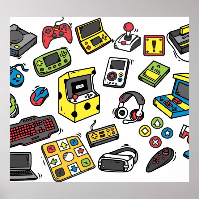Video game, doodle set poster (Front)