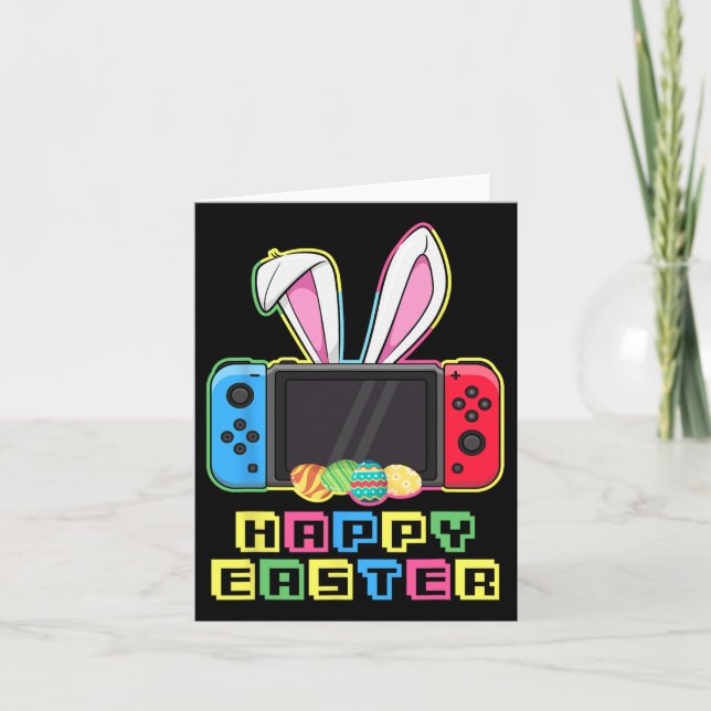 Video Game Easter Bunny Funny Gaming Controller Ga Card (Front)