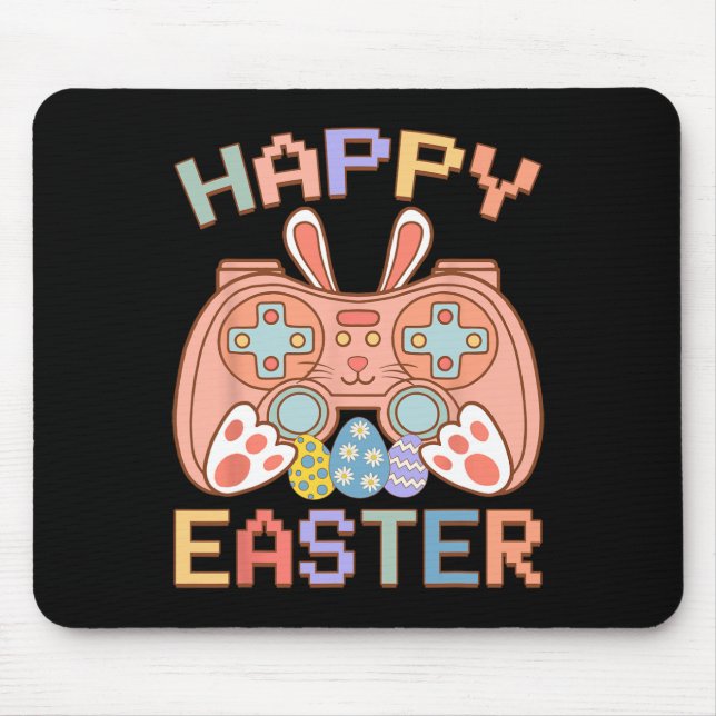 Video Game Easter Bunny Gaming Controller Gamer Bo Mouse Pad (Front)
