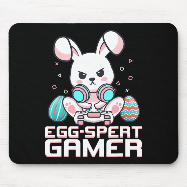 Video Game Easter Bunny Gaming Controller Gamer Bo Mouse Pad (Front)
