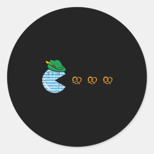 Video Game Eating Pretzels Gamer Boys Kids Men Classic Round Sticker