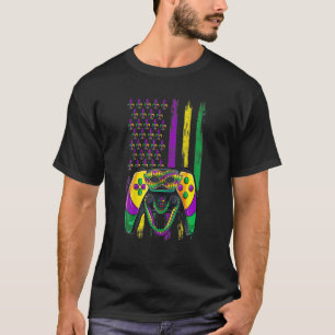 Video Game Flag Beads Kids Mardi Gras, Gamer Boys T-Shirt