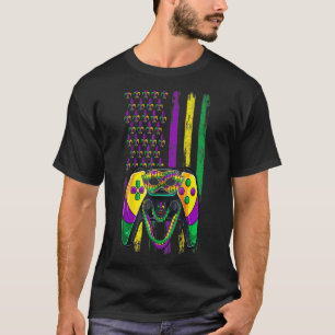 Video Game Flag Beads Kids Mardi Gras, Gamer Boys  T-Shirt