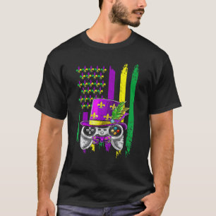 Video Game Flag Beads Kids Mardi Gras Gamer Boys T-Shirt