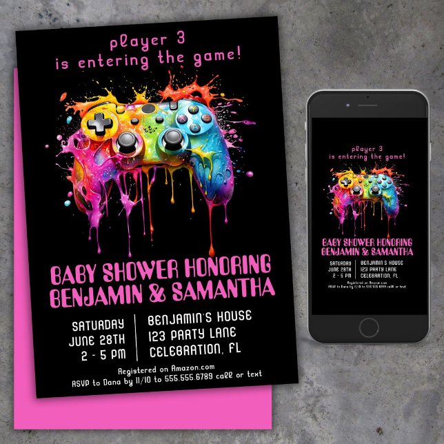 Video Game Gamer Girl Baby Shower Invitation (Creator Uploaded)