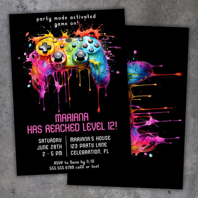 Video Game Gamer Girl Birthday Party Invitation (Creator Uploaded)