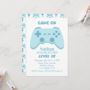 Video Game   Gamer Party 10th Boy Birthday  Invitation