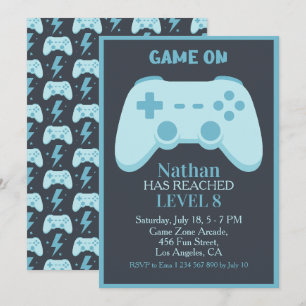 Video Game Gamer Party 8th Boy Birthday Invitation