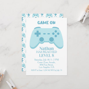 Video Game   Gamer Party 8th Boy Birthday  Invitation