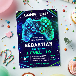 Video Game Gamer Party Birthday Invitation