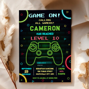 Video Game Gamer Party Birthday Invitation