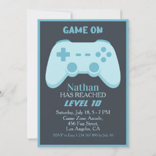 Video Game   Gamer Party Tenth Boy Birthday  Invitation
