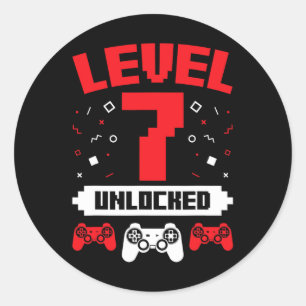 Video Game Gaming Birthday 7 Year Old Gamer Gift 1 Classic Round Sticker