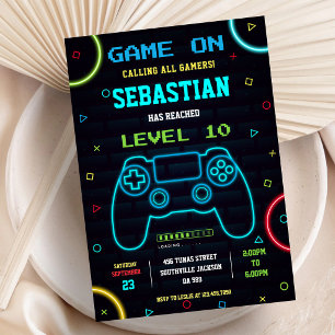 Video Game Gaming Party Gamer Boy Birthday Invitation