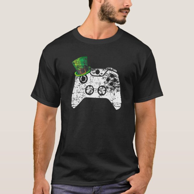 Video Game Gaming St Patricks Day Gamer Boys Lepre T-Shirt (Front)