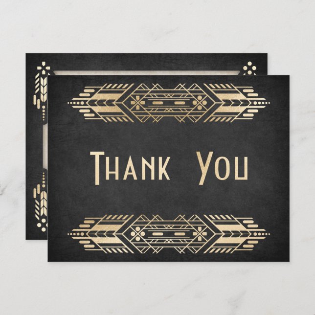Video Game Geek Black Wedding Thank You Card (Front/Back)