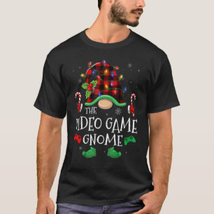 Video Game Gnome Buffalo Plaid Matching Family Chr T-Shirt