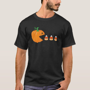 Video Game Halloween Cute Pumpkin Eating Candy Cor T-Shirt