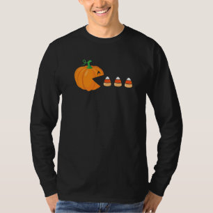Video Game Halloween Cute Pumpkin Eating Candy Cor T-Shirt