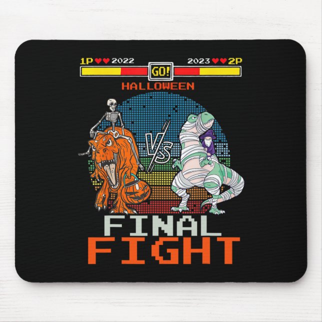 Video Game Halloween T-rex Skeleton Mummy - Final  Mouse Pad (Front)