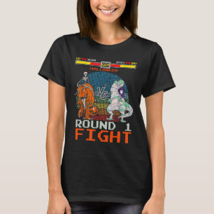 Video Game Halloween T-rex Skeleton Mummy - Round T-Shirt