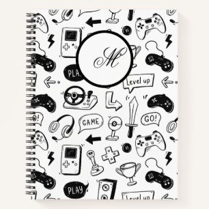 Video game hand drawn doodle seamless pattern notebook