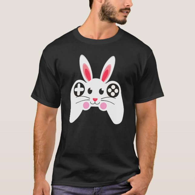 Video Game Happy Easter Bunny Gaming Controller Ga T-Shirt (Front)