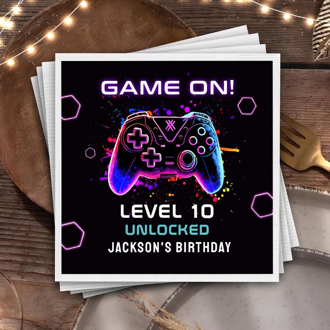 Video Game Kids Birthday Party Napkins  (Creator Uploaded)