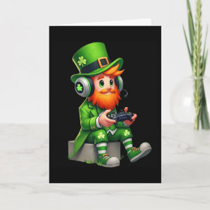 Video Game Leprechaun St Patricks Day Gamer Kids B Card