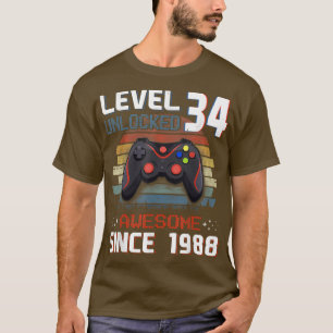 Video Game Level 34 Unlocked Vintage 1988 Men 34th T-Shirt