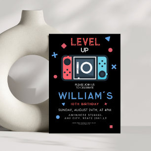 Video game Level up 10th Birthday Invitation