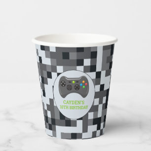 Video Game Level Up Controller Birthday Party Pape Paper Cups
