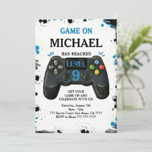 Video Game Level up Gamer Birthday Invitation